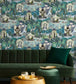 BMHD002-10A - The Art Deco Hills Wallpaper - Aqua - Brand McKenzie