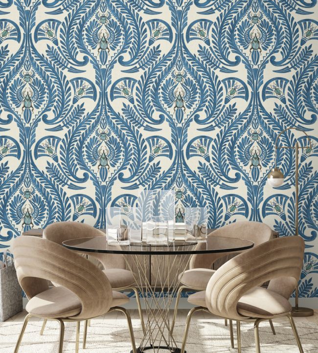 BMHD002-11A - The Great Damask Wallpaper - Azure Blue - Brand McKenzie