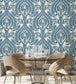 BMHD002-11A - The Great Damask Wallpaper - Azure Blue - Brand McKenzie