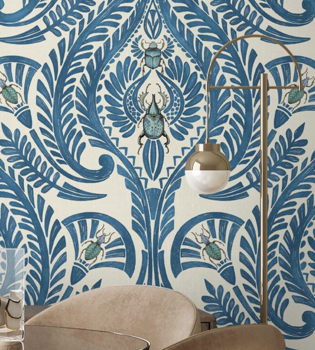 BMHD002-11A - The Great Damask Wallpaper - Azure Blue - Brand McKenzie