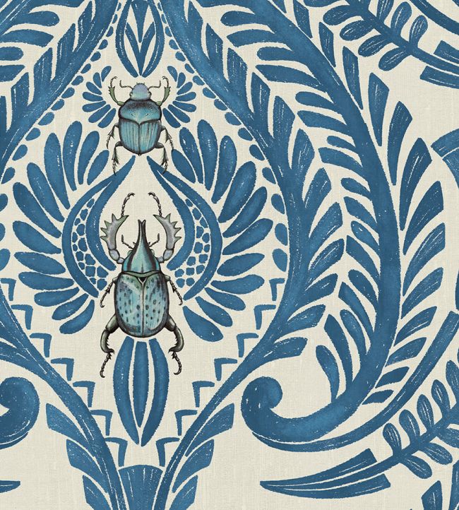 BMHD002-11A - The Great Damask Wallpaper - Azure Blue - Brand McKenzie