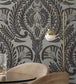 BMHD002-11C - The Great Damask Wallpaper - Raisin - Brand McKenzie