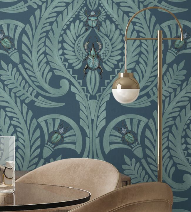 BMHD002-11D - The Great Damask Wallpaper - Teal - Brand McKenzie