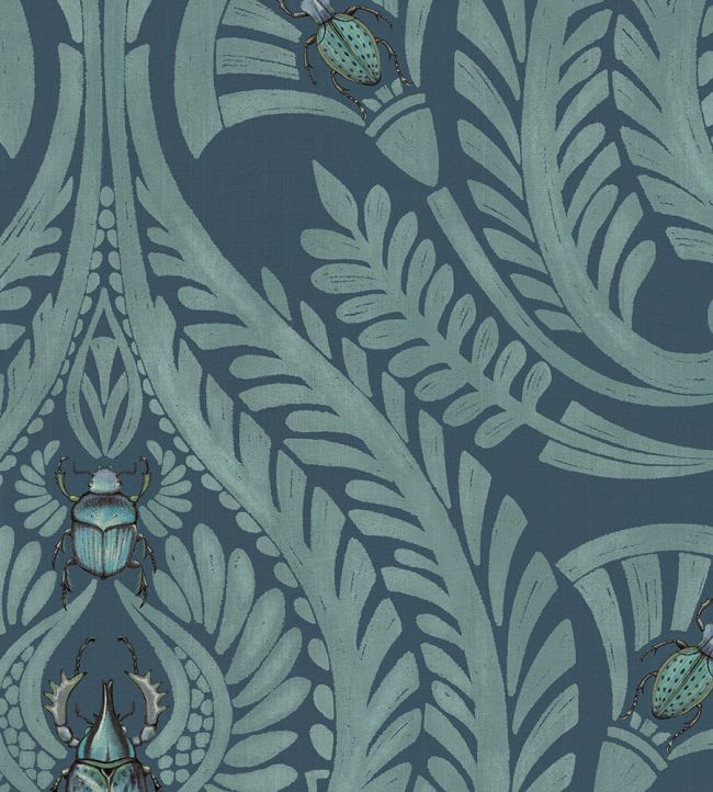 BMHD002-11D - The Great Damask Wallpaper - Teal - Brand McKenzie