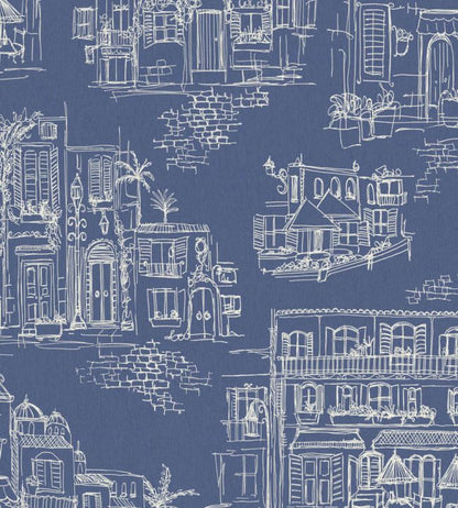 BMPP004-01A - Charming Lanes Wallpaper - China Blue - Brand McKenzie