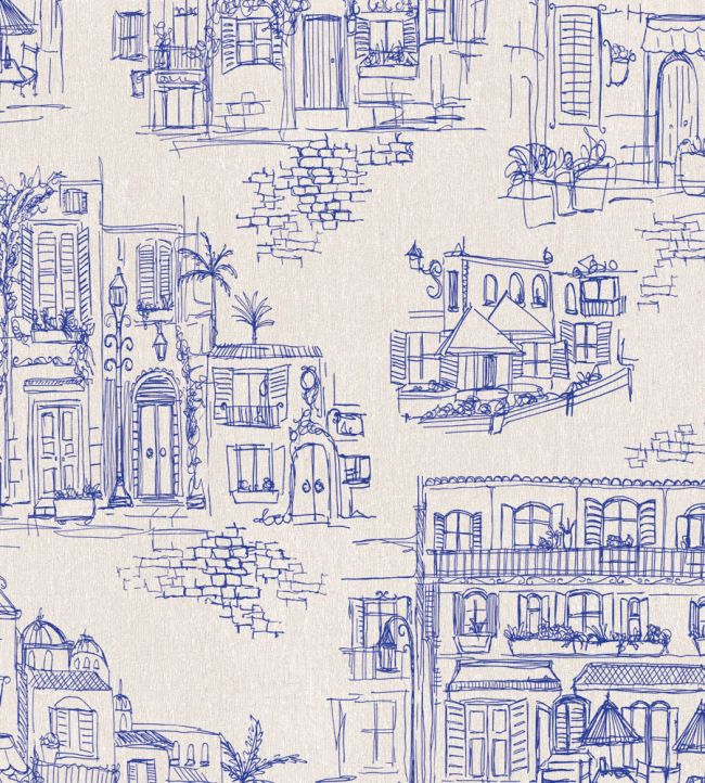 BMPP004-01B - Charming Lanes Wallpaper - Denim - Brand McKenzie