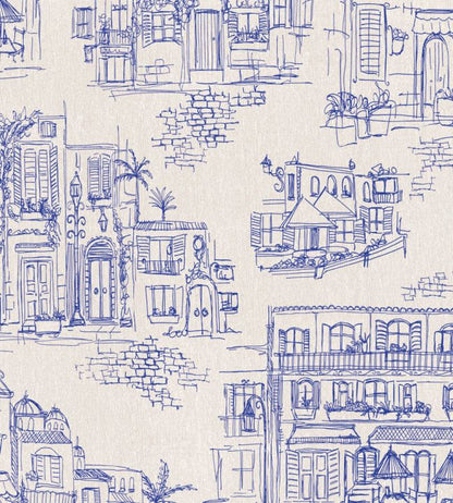 BMPP004-01B - Charming Lanes Wallpaper - Denim - Brand McKenzie