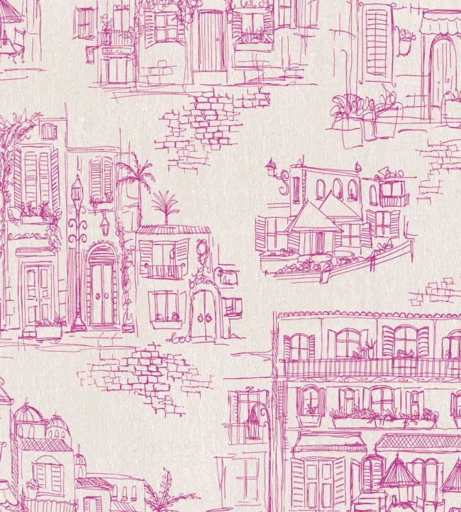 BMPP004-01C - Charming Lanes Wallpaper - Fuchsia - Brand McKenzie