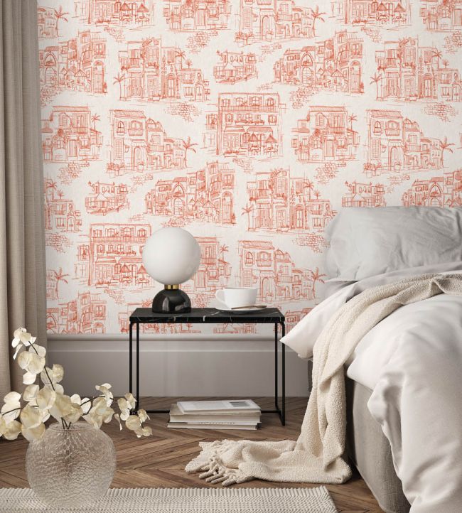 BMPP004-01D - Charming Lanes Wallpaper - Pumpkin - Brand McKenzie