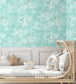 BMPP004-02A - Elephant Breaststroke Wallpaper - Aqua - Brand McKenzie