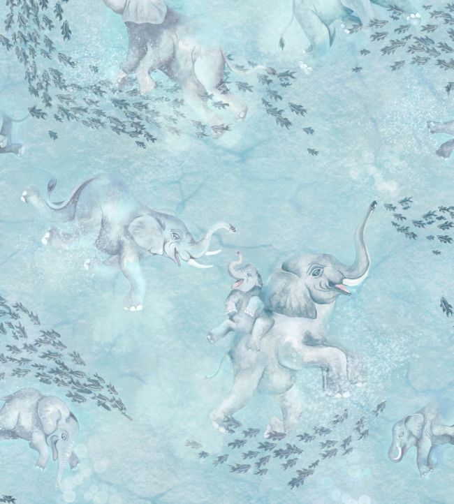 BMPP004-02B - Elephant Breaststroke Wallpaper - Ocean - Brand McKenzie