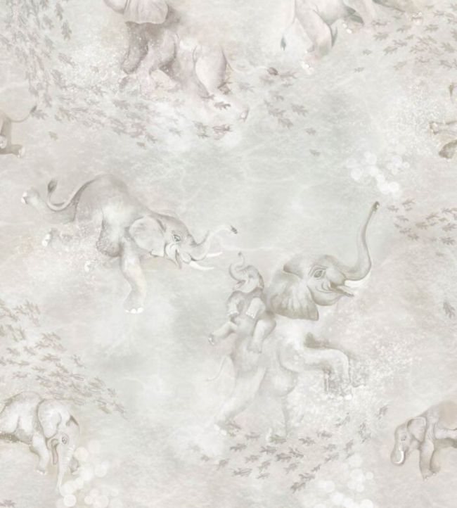 BMPP004-02D - Elephant Breaststroke Wallpaper - Stone - Brand McKenzie
