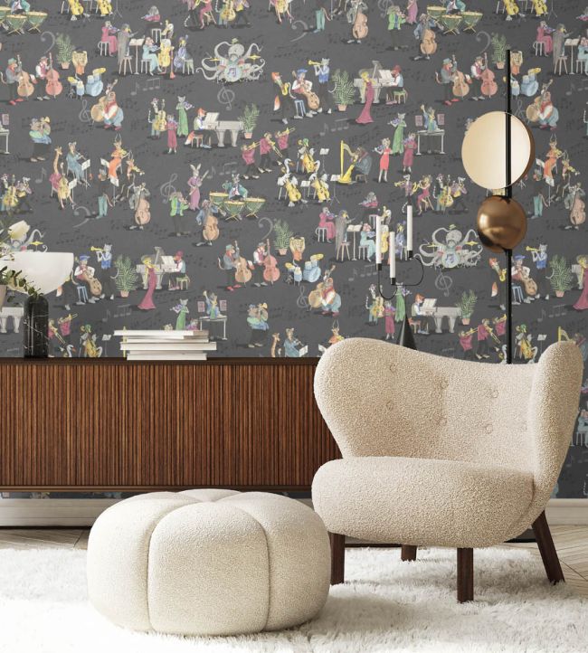 BMPP004-04A - Instrumental Wallpaper - Charcoal - Brand McKenzie
