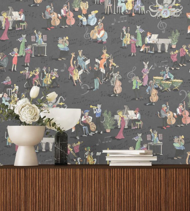 BMPP004-04A - Instrumental Wallpaper - Charcoal - Brand McKenzie