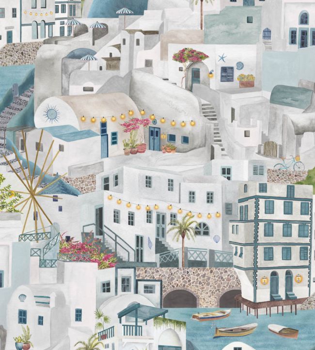 BMPP004-08D - The Mediterranean Wallpaper - Slate Blue - Brand McKenzie