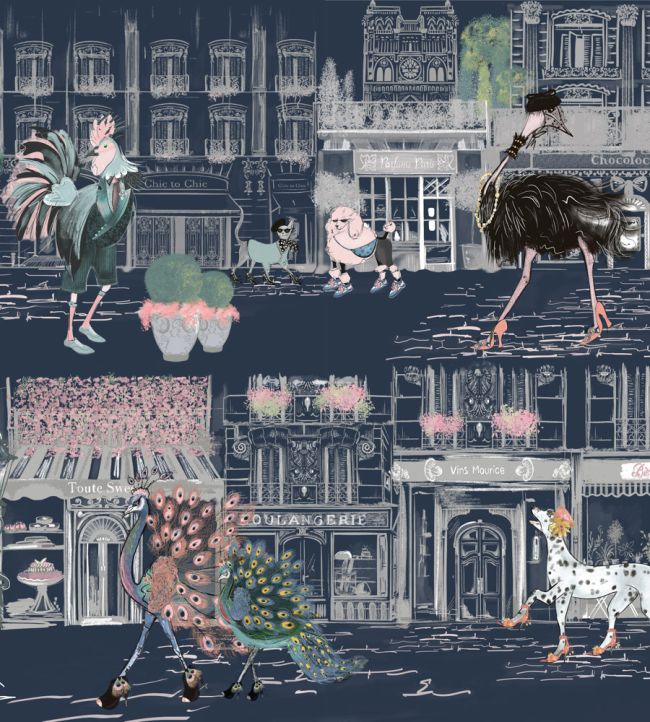 BMWL005-02B - Catwalk Wallpaper - Deep Blue - Brand McKenzie