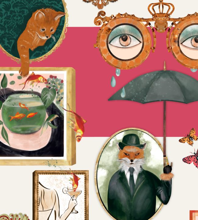 BMWL005-03C - Connecting Frames Wallpaper - Cerise - Brand McKenzie