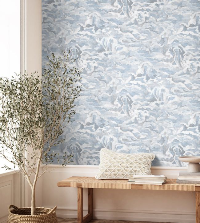 BMWL005-05B - Hidden Clouds Wallpaper - Pastel Blue - Brand McKenzie