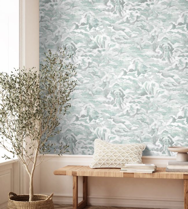 BMWL005-05C - Hidden Clouds Wallpaper - Pastel Green - Brand McKenzie