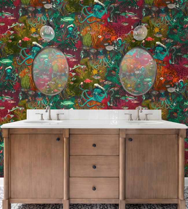 BMWL005-06C - Octopus Wallpaper - Flaming Olive - Brand McKenzie