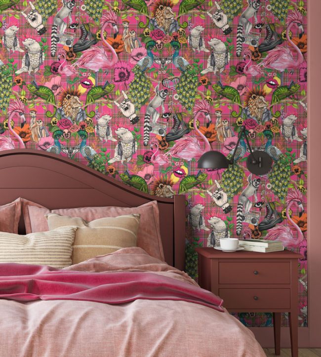 BMWL005-08B - Punk Rocks Wallpaper - Hot Pink - Brand McKenzie