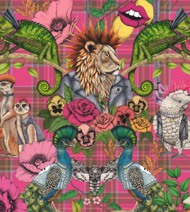 BMWL005-08B - Punk Rocks Wallpaper - Hot Pink - Brand McKenzie