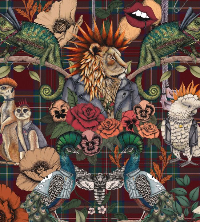 BMWL005-08D - Punk Rocks Wallpaper - Wine - Brand McKenzie