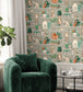 BMWL005-10A - The Cabinet Wallpaper - Jade & Amber - Brand McKenzie