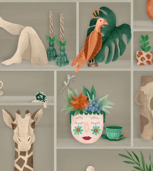 BMWL005-10A - The Cabinet Wallpaper - Jade & Amber - Brand McKenzie