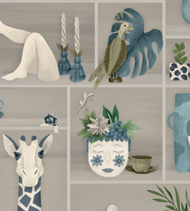 BMWL005-10C - The Cabinet Wallpaper - Slate Blue - Brand McKenzie