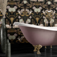 Deco Swan Wallpaper - Charcoal - The Graduate Collection