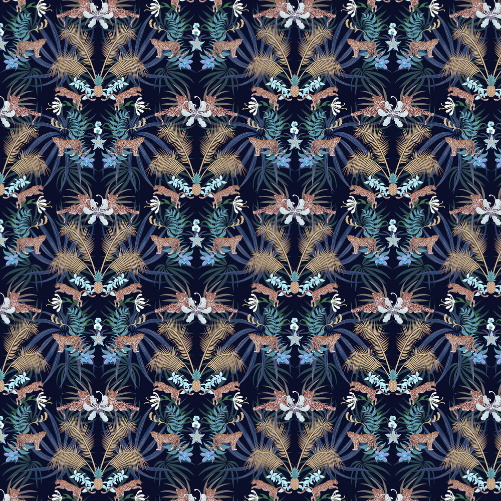 Leopard Luxe Wallpaper - Blue - The Graduate Collection