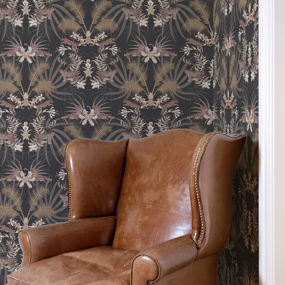 Leopard Luxe Wallpaper - Charcoal - The Graduate Collection
