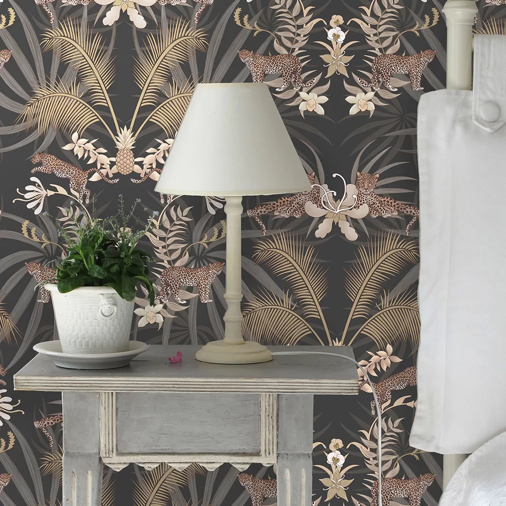 Leopard Luxe Wallpaper - Charcoal - The Graduate Collection