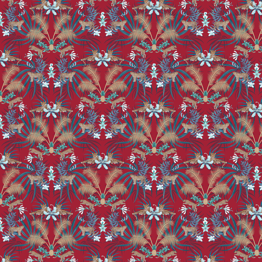 Leopard Luxe Wallpaper - Red - The Graduate Collection