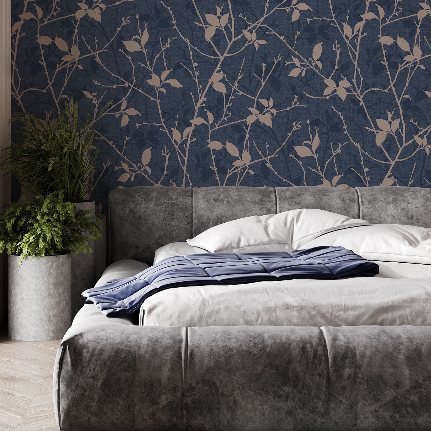 Belle Wallpaper - Navy & Copper - Boutique Luxury
