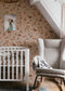Birds & Bunnies Nursery Wallpaper - Dusty Rose - Summer Gray

