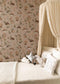 Birds & Bunnies Nursery Wallpaper - Dusty Rose - Summer Gray
