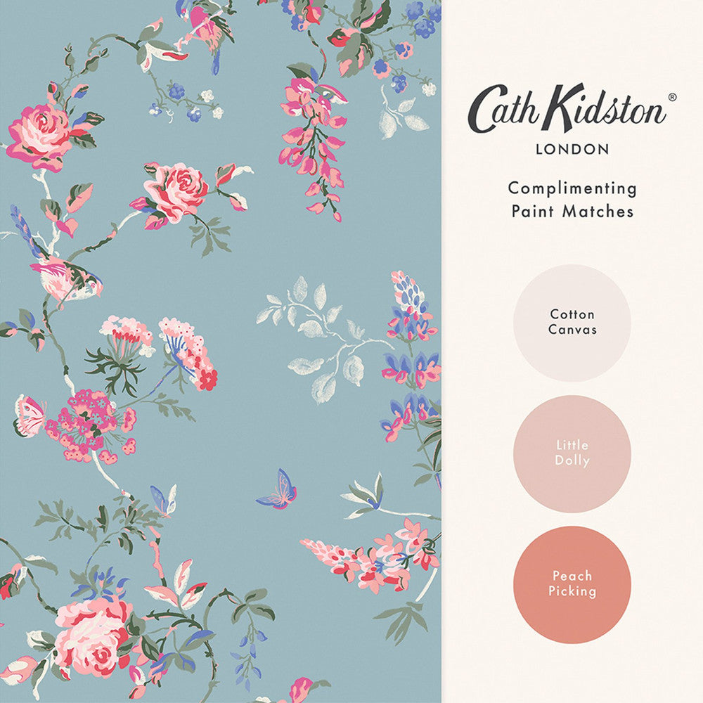 Birds & Roses Wallpaper - Blue - 125504 - Cath Kidston