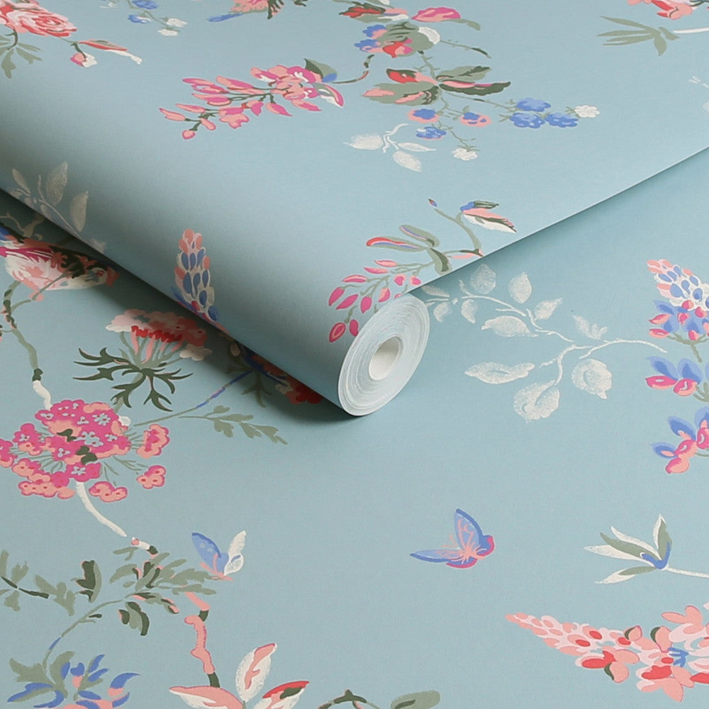 Birds & Roses Wallpaper - Blue - 125504 - Cath Kidston