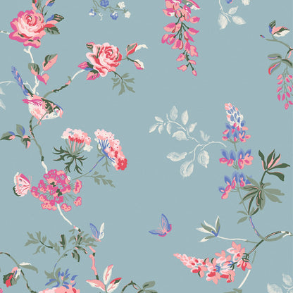 Birds & Roses Wallpaper - Blue - 125504 - Cath Kidston