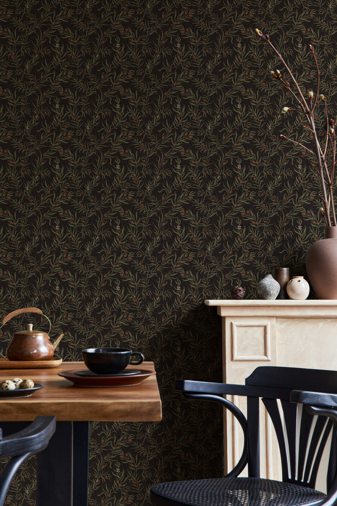 Bjorn Wallpaper - Chocolate - Summer Gray
