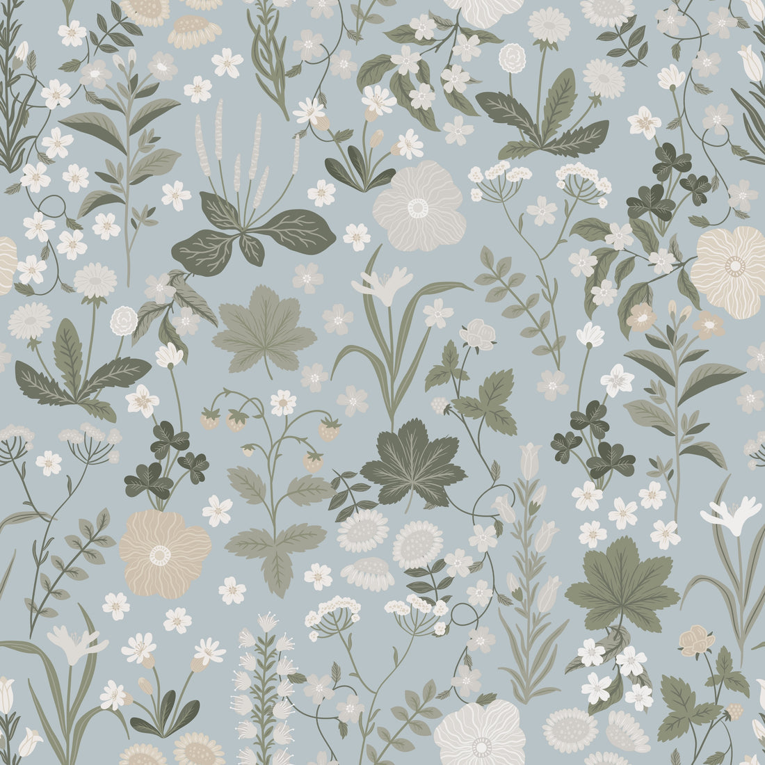 Blomstre Wallpaper - Misty blue - Summer Gray
