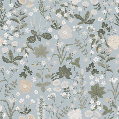 Blomstre Wallpaper - Misty blue - Summer Gray
