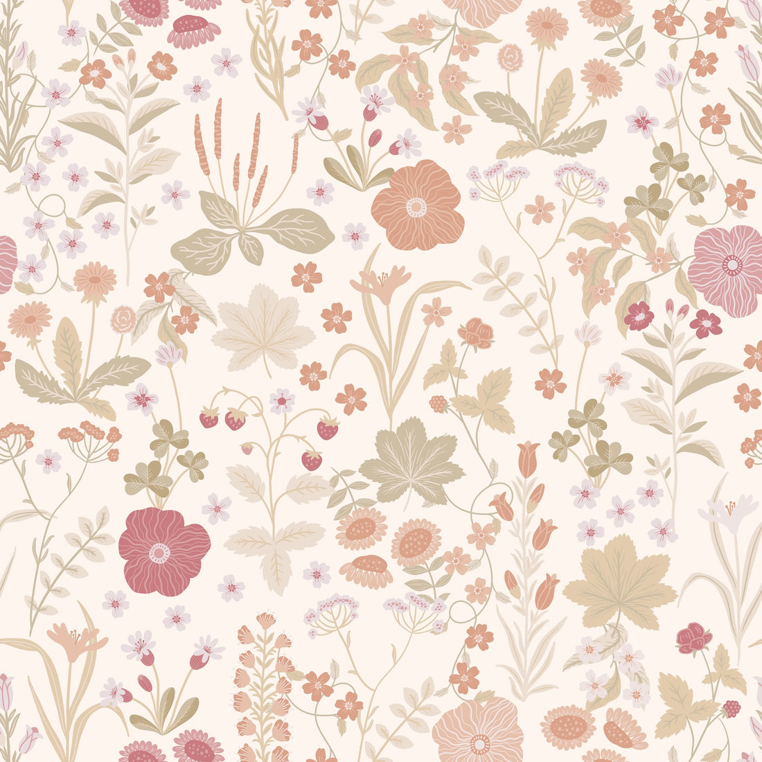 Blomstre Wallpaper - Soft Pink - Summer Gray