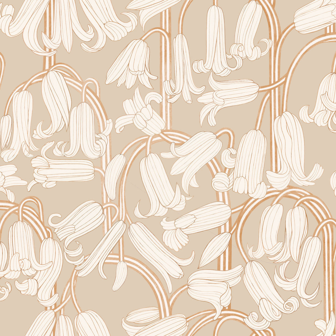 Bluebells Wallpaper - Brown - Summer Gray