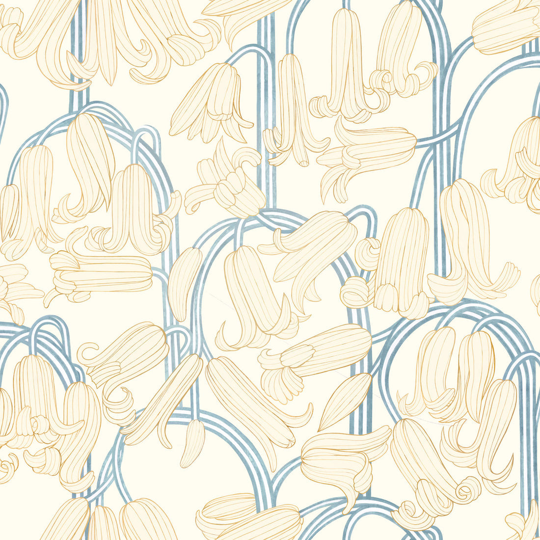 Bluebells Wallpaper - Cream - Summer Gray
