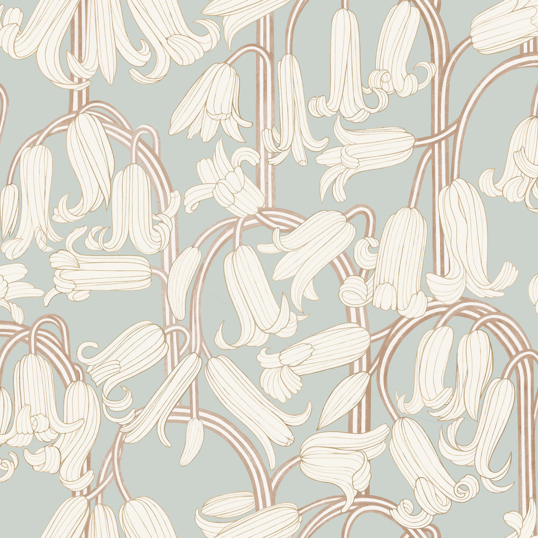Bluebells Wallpaper - Dusty Blue - Summer Gray
