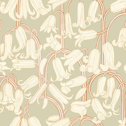 Bluebells Wallpaper - Green - Summer Gray
