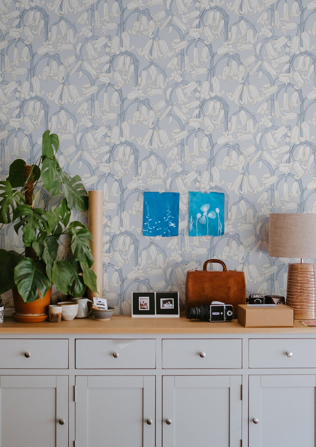 Bluebells Wallpaper - Grey - Summer Gray
